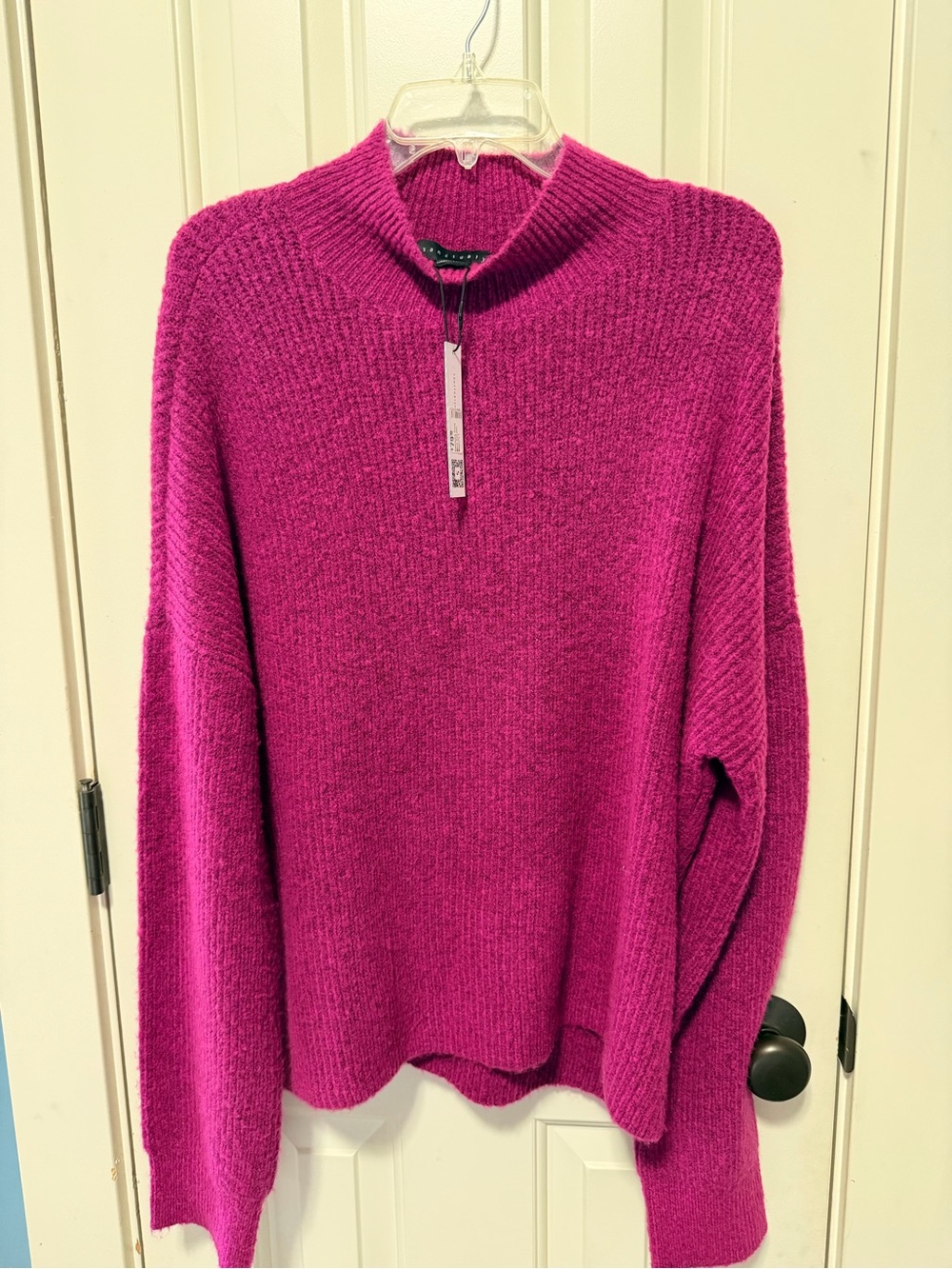 Sanctuary Women’s Fuchsia Ribbed Mock Neck Sweater